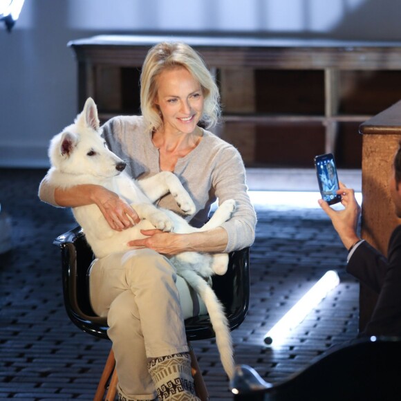 Exclusif - No Web No Blog - Alexandra Vandernoot et son chien, Bernard Montiel - Enregistrement de l'émission "Animaux Stars", qui sera diffusée en mars 2016 sur la chaîne TV Animaux, au Bastille Design Center à Paris. Le 17 novembre 2015 © CVS / Bestimage  No Web No Blog pour Belgique et Suisse17/11/2015 - 