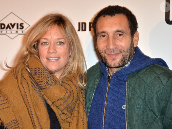 Zinedine Soualem et sa compagne Caroline Faindt - Avant-première du film "Un + Une" de Claude Lelouch à l'UGC Normandie à Paris le 23 novembre 2015.