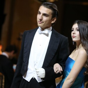 Exclusif - La princesse Anastasia Pallavicini, duchesse Diaz della Vittoria (robe Roberto Capucci, bijoux Payal New York) et son cavalier Konstantin Jensen lors de la Vingt-troisième édition du Bal au Palais de Chaillot à Paris, le 28 novembre 2015.  © Le Bal/Jacovides/Borde/Moreau/Bestimage