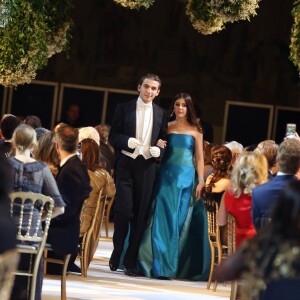 Exclusif - La princesse Anastasia Pallavicini, duchesse Diaz della Vittoria (robe Roberto Capucci, bijoux Payal New York) et son cavalier Konstantin Jensen lors de la Vingt-troisième édition du Bal au Palais de Chaillot à Paris, le 28 novembre 2015.  © Le Bal/Jacovides/Borde/Moreau/Bestimage