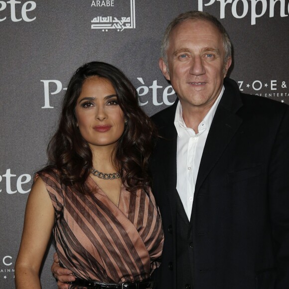 Salma Hayek et son mari François-Henri Pinault - Avant-première du film "Le Prophète" à l'Institut du monde arabe à Paris, le 30 novembre 2015.