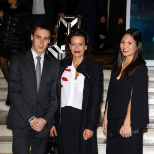 Exclusif - La princesse Stéphanie de Monaco, présidente de Fight Aids Monaco et ambassadrice d'ONUSIDA, son fils Louis Ducruet et sa compagne Marie - Ventes aux enchères en faveur de Fight Aids Monaco à l'hôtel Le Meridien Beach Plaza à Monaco, le 1er décembre 2015. ©Bruno Bebert/Olivier Huitel/Pool Restreint/Bestimage