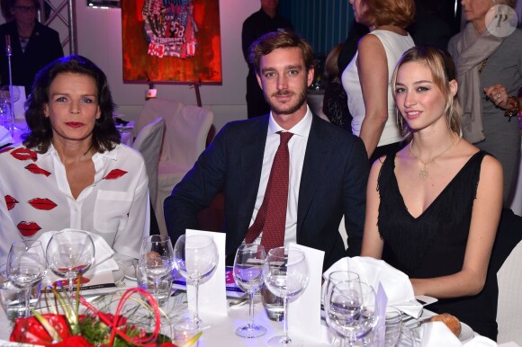 Exclusif - La princesse Stéphanie de Monaco, Pierre Casiraghi et sa femme Beatrice Borromeo - Ventes aux enchères en faveur de Fight Aids Monaco à l'hôtel Le Meridien Beach Plaza à Monaco, le 1er décembre 2015. ©Bruno Bebert/Olivier Huitel/Pool Restreint/Bestimage