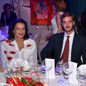 Exclusif - La princesse Stéphanie de Monaco, Pierre Casiraghi et sa femme Beatrice Borromeo - Ventes aux enchères en faveur de Fight Aids Monaco à l'hôtel Le Meridien Beach Plaza à Monaco, le 1er décembre 2015. ©Bruno Bebert/Olivier Huitel/Pool Restreint/Bestimage