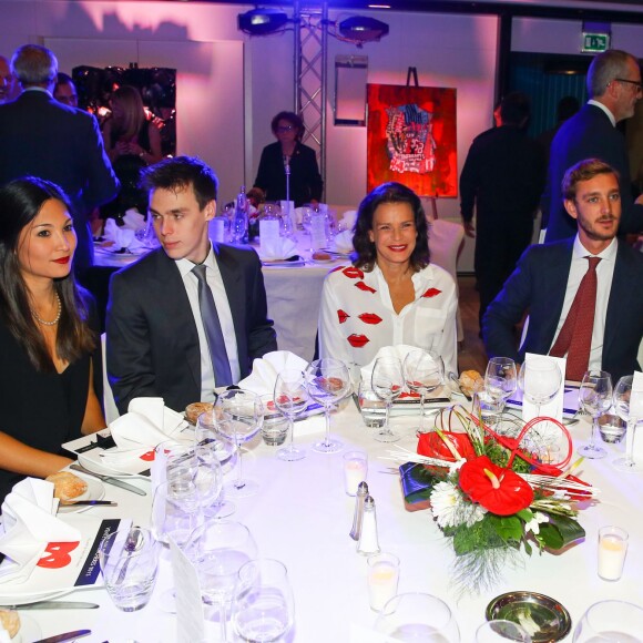 Exclusif - Louis Ducruet, la princesse Stéphanie de Monaco, Pierre Casiraghi - Ventes aux enchères en faveur de Fight Aids Monaco à l'hôtel Le Meridien Beach Plaza à Monaco, le 1er décembre 2015. ©Bruno Bebert/Olivier Huitel/Pool Restreint/Bestimage