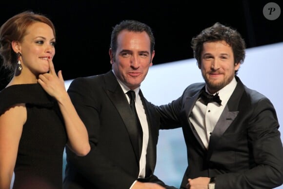 Bérénice Bejo, Jean Dujardin et Guillaume Canet lors des César 2012