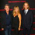 Kurt Russell avec sa fiancée et compagne depuis 30 ans Goldie Hawn et leur fils Wyatt Russell à la première de "Les Huit Salopards" à Hollywood, le 7 décembre 201.