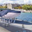 En marge de la COP21, l'opération "La baleine bleue" s'installe à Paris sur le Port du Gros Caillou le 30 novembre 2015.