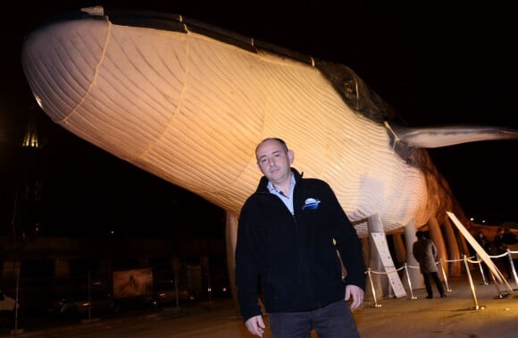 Exclusif - Pierre Douay (photographe animalier à l'origine de la Baleine Bleue) - Soirée d'inauguration de l'opération "La Baleine Bleue" sur le port du Gros Caillou à Paris, le 1er décembre 2015.