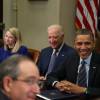 Barack Obama, Joseph Biden et Marissa Mayer à la Maison Blanche, le 17 décembre 2013