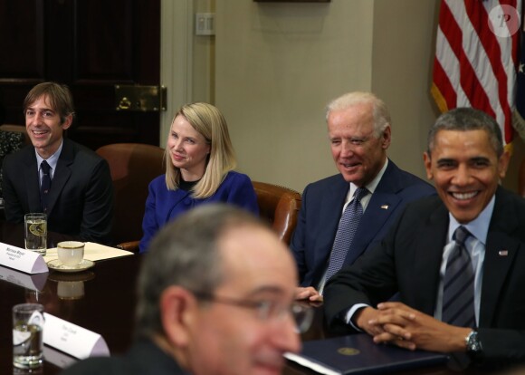 Barack Obama, Joseph Biden et Marissa Mayer à la Maison Blanche, le 17 décembre 2013