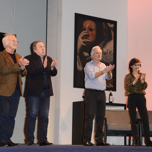Exclusif - Scène - Bernard Murat, Jean-Michel Dupuis, Pierre Arditi, Evelyne Bouix et Josiane Stoléru - 100e de la pièce "Le Mensonge" au théâtre Édouard VII à Paris, le 11 décembre 2015. © Coadic Guirec/Bestimage.