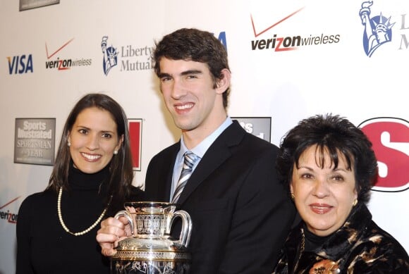Hilary Phelps, Michael Phelps et Debbie Phelps à New York le 2 décembre 2008.