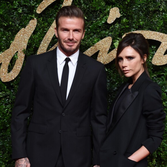 David Beckham et sa femme Victoria Beckham au British Fashion Awards 2015 à Londres, le 23 novembre 2015