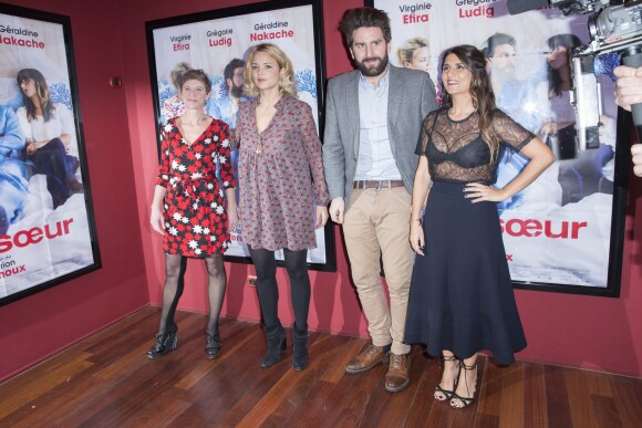 Marion Vernoux, Virginie Efira, Grégoire Ludig et Géraldine Nakache - Avant Première du film "Et ta soeur" au Publicis à Paris le 14 décembre 2015. © Olivier Borde / Bestimage