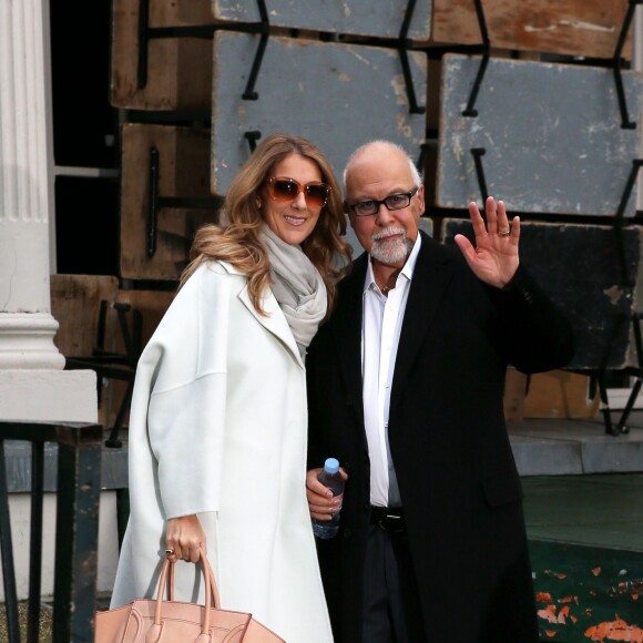 Celine Dion et son mari Rene Angelil quittent leur hotel pour se rendre a l'enregistrement de l'emission "Vivement Dimanche". Paris, le 27 novembre 2012