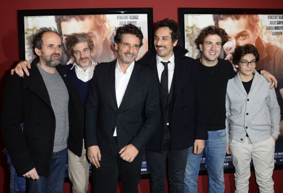 Lionel Abelanski, Pascal Elbé, Vincent Elbaz, Ludovik et Leo Elbé - Avant-première du film "Je compte sur vous" au Publicis Cinémas à Paris le 21 décembre 2015.