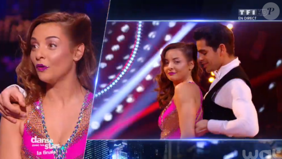 Priscilla et Christophe Licata lors de la finale de Danse avec les stars 6, sur TF1, le mercredi 23 décembre 2015