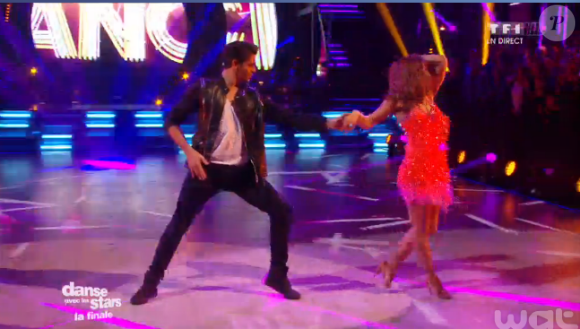 Priscilla et Christophe Licata lors de la finale de Danse avec les stars 6, sur TF1, le mercredi 23 décembre 2015