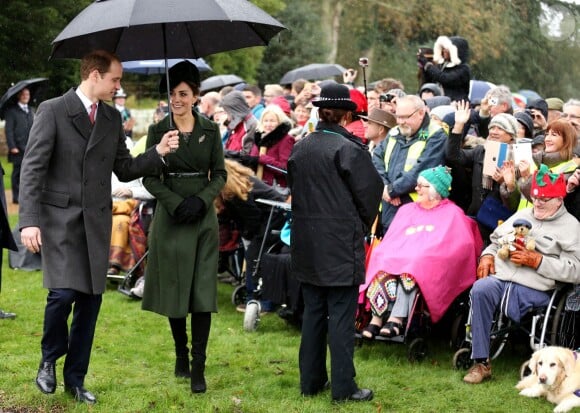 Kate Middleton et le prince William à la messe de Noël en l'église St Mary Magdalene à Sandringham le 25 décembre 2015.