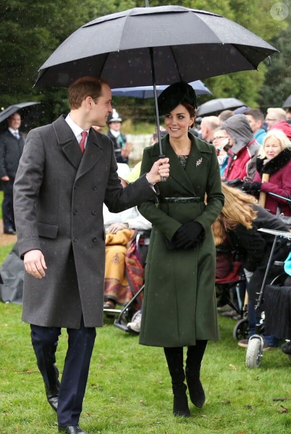 Kate Middleton et le prince William à la messe de Noël en l'église St Mary Magdalene à Sandringham le 25 décembre 2015.