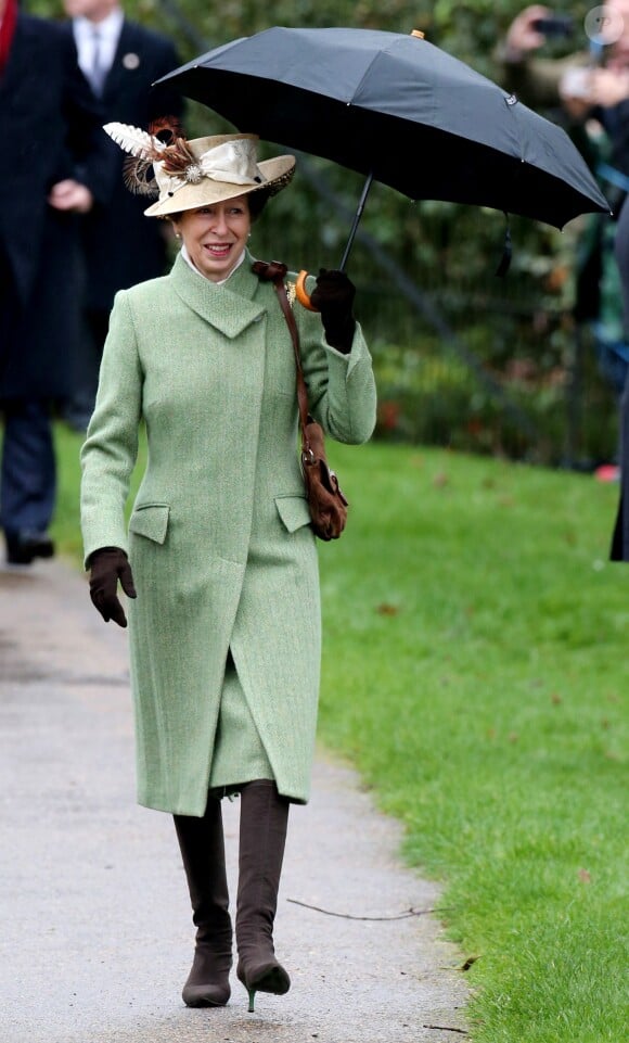 La princesse Anne à la messe de Noël en l'église St Mary Magdalene à Sandringham le 25 décembre 2015.