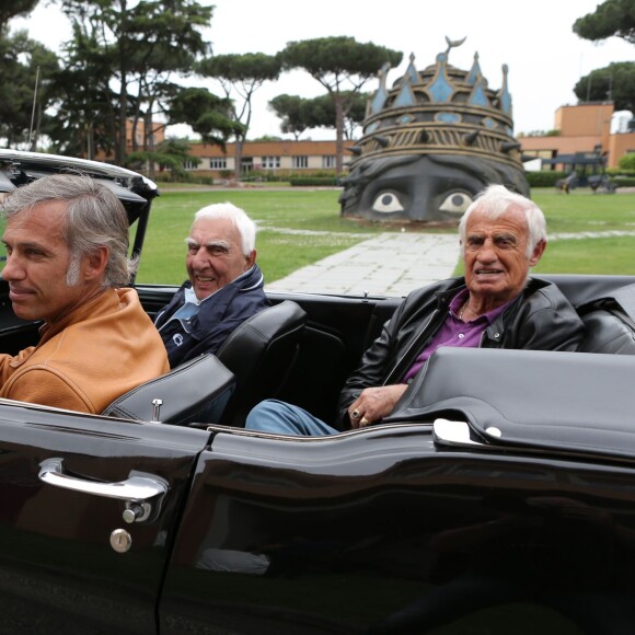 Exclusif - Prix spécial - no web - Charles Gérard, Paul et Jean-Paul Belmondo - Tournage du documentaire produit par Cyril Viguier et Paul Belmondo sur son père Jean-Paul, "Belmondo par Belmondo", à Rome. Le 23 mai 2014 © Frederic Nebinger