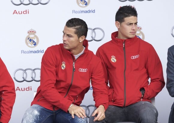 Cristiano Ronaldo et James Rodriguez, le 1er décembre 2014 à Madrid.