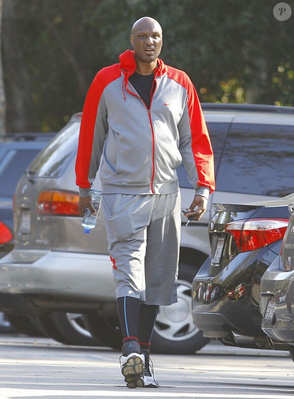 Le sportif Lamar Odom se promène au Fryman Canyon Park à Studio City, le 25 février 2015.