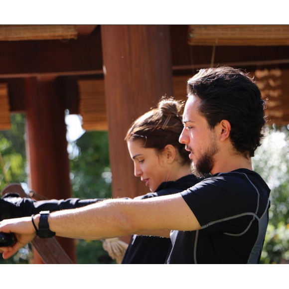 La reine Rania de Jordanie et son fils aîné le prince héritier Hussein, partenaires d'entraînement en décembre 2015. Photo Instagram.