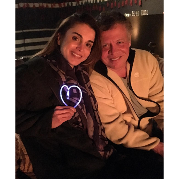 La reine Rania et le roi Abdullah II de Jordanie ont célébré le Nouvel An 2016 sous le signe de l'amour. Photo Instagram Rania de Jordanie.