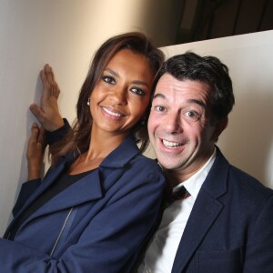 Stéphane Plaza et Karine Le Marchand - Soirée de vernissage de la FIAC 2014 organisée par ORANGE au Grand Palais à Paris, le 22 octobre 2014.