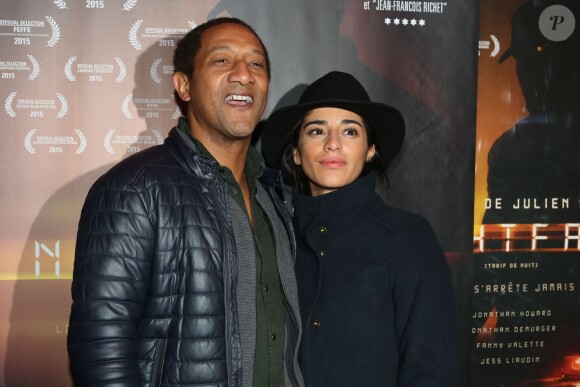 Edouard Montoute et sa femme Loubna - Avant-première du film "Night Fare" au cinéma Publicis à Paris le 11 janvier 2016.