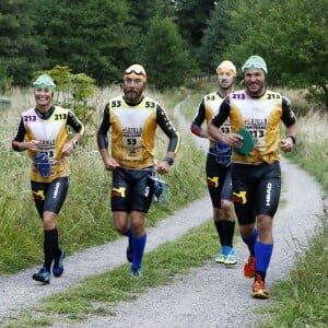 Pippa Middleton, James Middleton, James Matthews et Jons Bartholdson lors de l'Otillo Swim-Run World Championship en Suède, le 7 septembre 2015. 