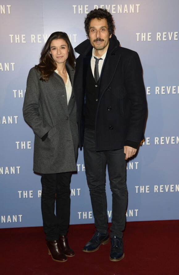Vincent Elbaz et sa compagne Fanny Conquy - Avant-première du film "The Revenant" au Grand Rex à Paris, le 18 janvier 2016.