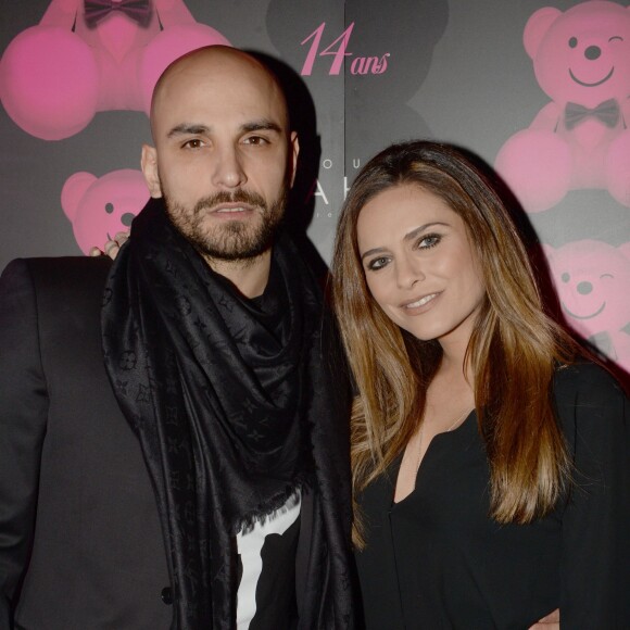 Exclusif - Clara Morgane et son mari Jérémy Olivier, lors de la soirée du 14e anniversaire du Pink Paradise à Paris le 14 janvier 2016. Le Pink Paradise présente lors de cet événement sa première ligne de joaillerie en collaboration avec Edouard Nahum : Pink Jewelery.