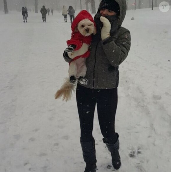 Jessica Chastain a eu le cran de sortir promener son chien, à New York, le 23 janvier 2016