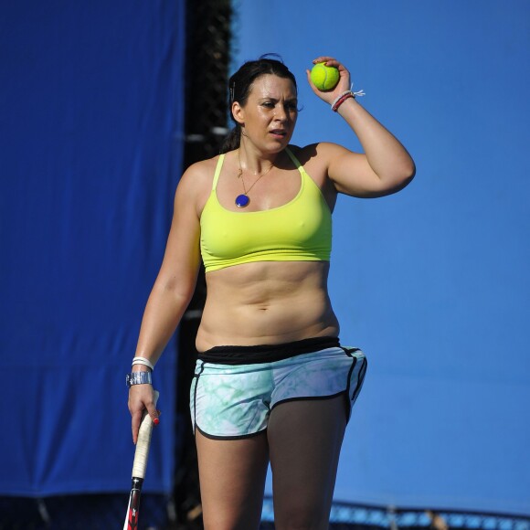 Marion Bartoli à l'entraînement avant le Tournoi des Légendes à Melbourne, le 24 janvier 2015