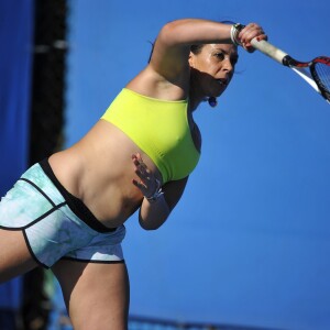 Marion Bartoli à l'entraînement avant le Tournoi des Légendes à Melbourne, le 24 janvier 2015