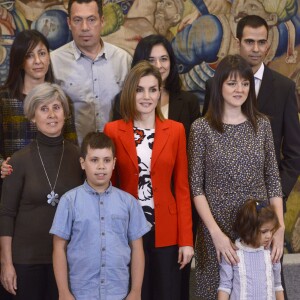 La reine Letizia d'Espagne lors d'une audience au Palais royal Zarzuela à Madrid. Le 26 janvier 2016