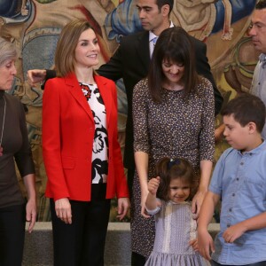 La reine Letizia d'Espagne lors d'une audience au Palais royal de Zarzuela le 26 janvier 2016