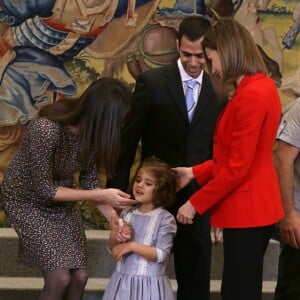 La reine Letizia d'Espagne lors d'une audience au Palais royal de Zarzuela le 26 janvier 2016