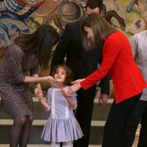 La reine Letizia d'Espagne lors d'une audience au Palais royal de Zarzuela le 26 janvier 2016