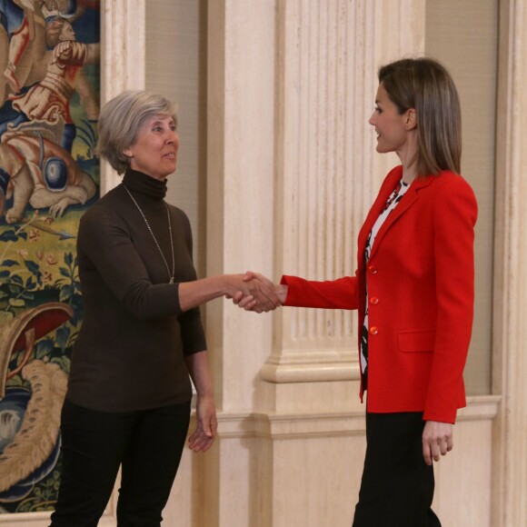 La reine Letizia d'Espagne lors d'une audience au Palais royal de Zarzuela le 26 janvier 2016