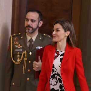 La reine Letizia d'Espagne lors d'une audience au Palais royal de Zarzuela le 26 janvier 2016