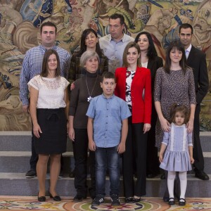 La reine Letizia d'Espagne lors d'une audience au Palais royal Zarzuela à Madrid. Le 26 janvier 2016