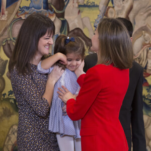 La reine Letizia d'Espagne lors d'une audience au Palais royal Zarzuela à Madrid. Le 26 janvier 2016