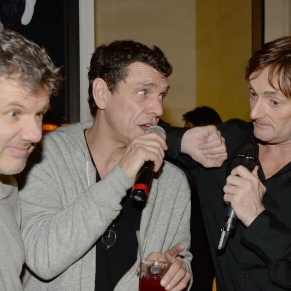 Exclusif - Prix spécial - Marc Lavoine et Pierre Palmade à l'after-party du dernier concert des "Enfoirés" au Victoria 1836 à Paris le 25 janvier 2016 © Rachid Bellak