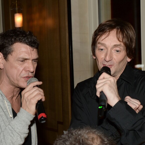 Exclusif - Marc Lavoine et Pierre Palmade à l'after-party du dernier concert des "Enfoirés" au Victoria 1836 à Paris le 25 janvier 2016 © Rachid Bellak