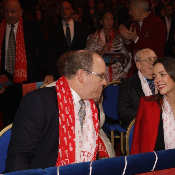Le prince Albert II de Monaco et Pauline Ducruet lors de la première représentation du 5e Festival New Generation sous le chapiteau de Fontvieille à Monaco, le 30 janvier 2016 © Jean-Charles Vinaj / Pool Restreint